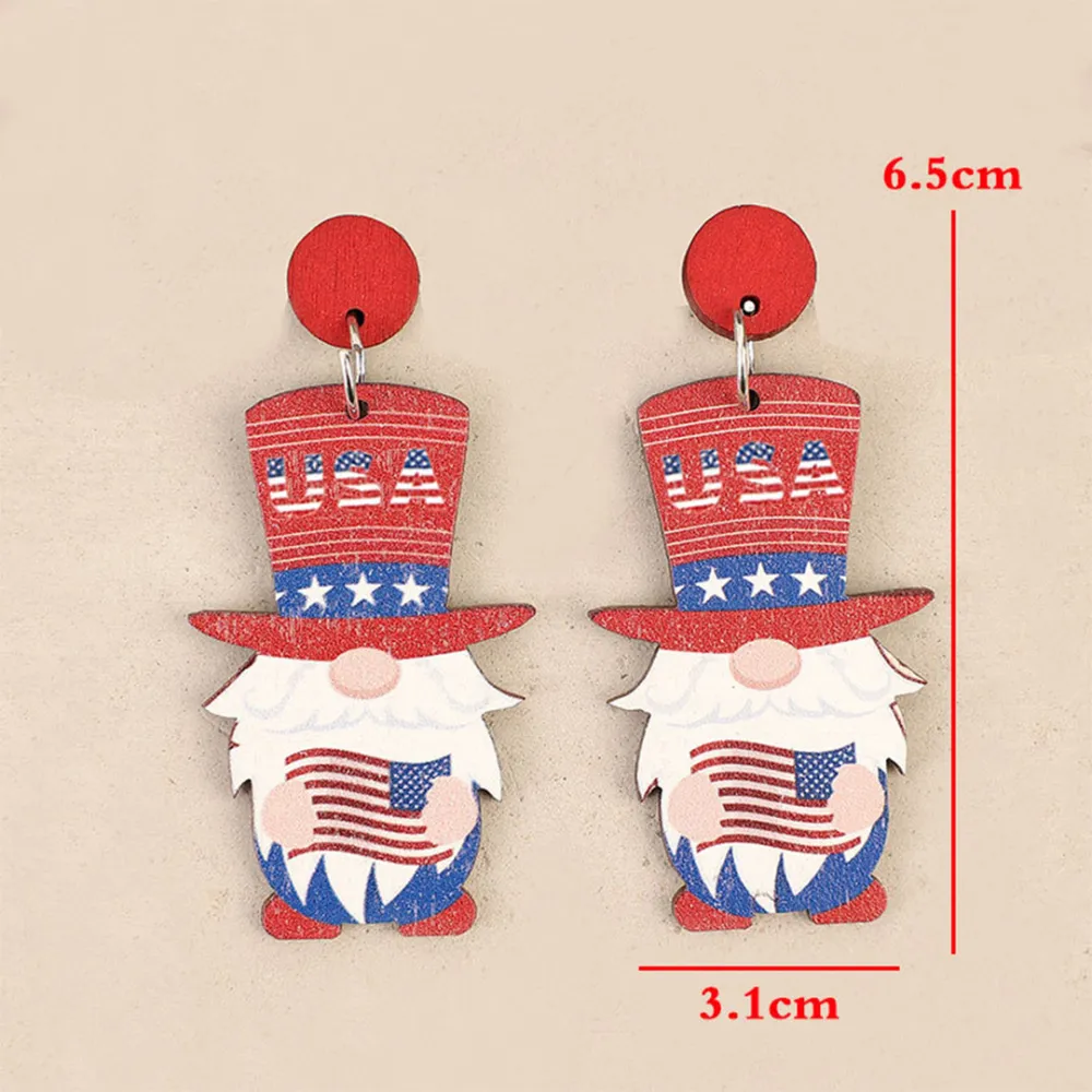 Wooden Gnome Shape Drop Earrings