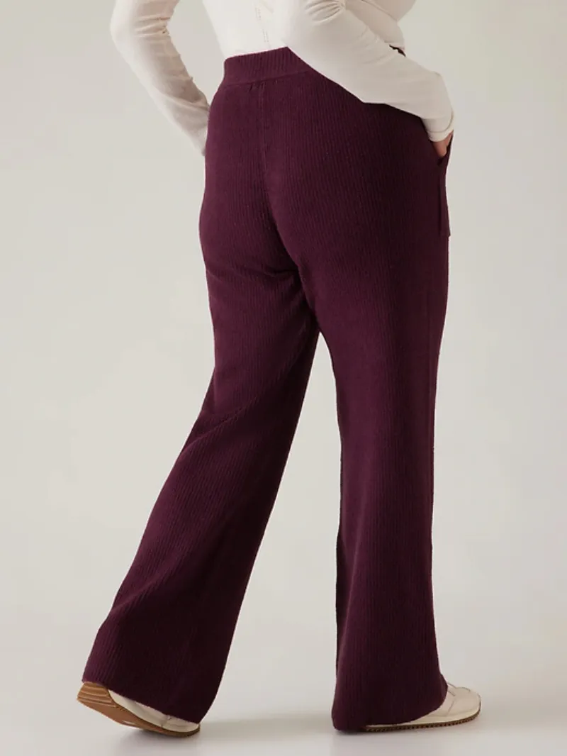 Burgundy Ribbed Pants For Cozy Casual Style
