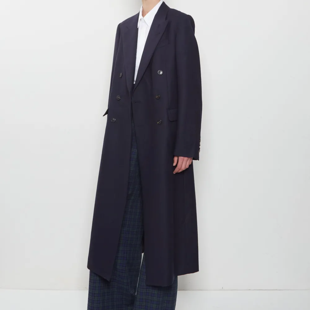 Women's Classic Wool Flannel Double Breasted Longline Coat