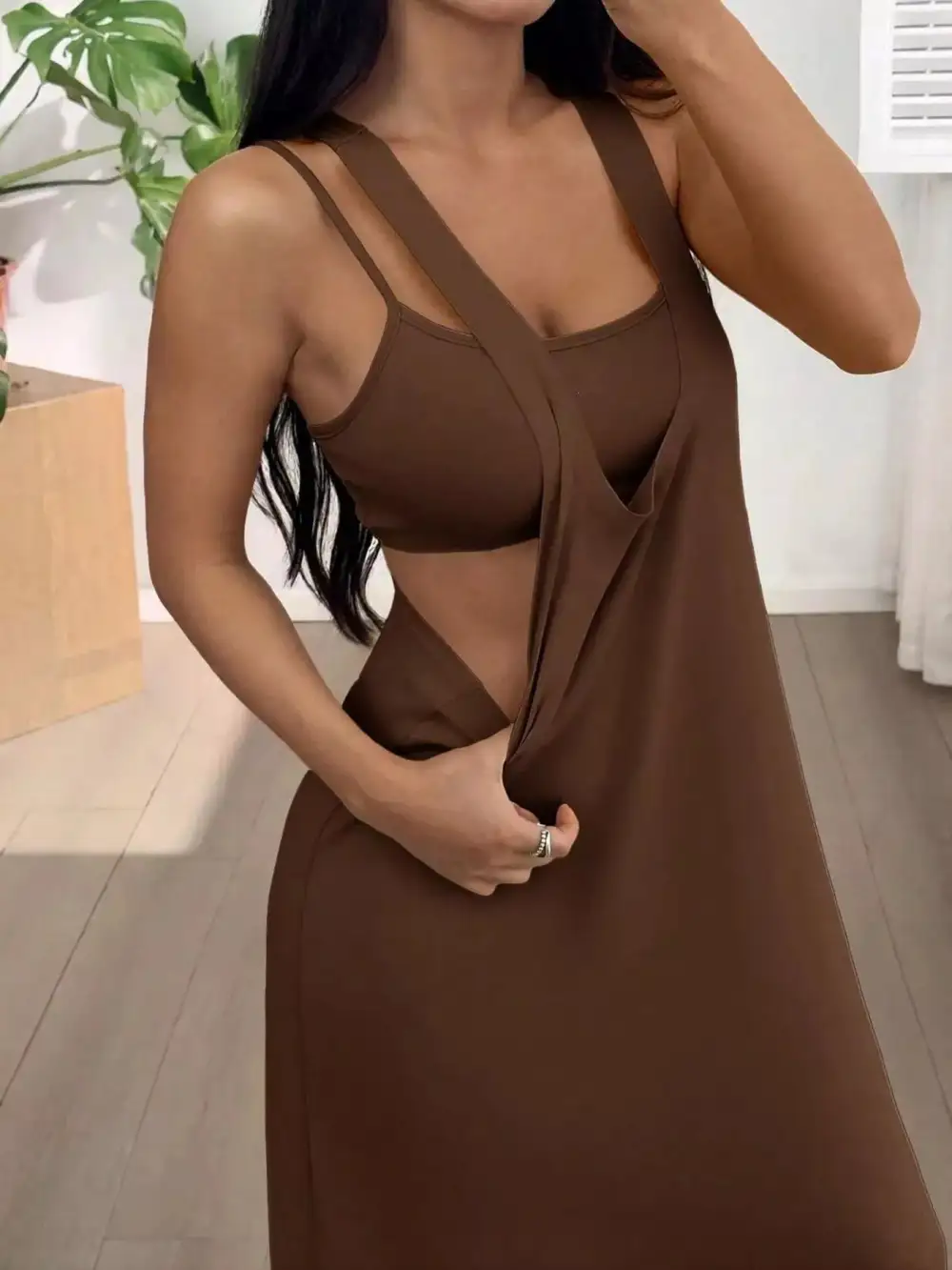Scoop Neck Cami And Maxi Dress Set