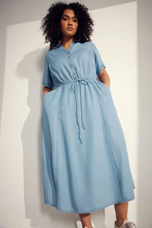 Light Blue Lyocell Denim Shirt Dress