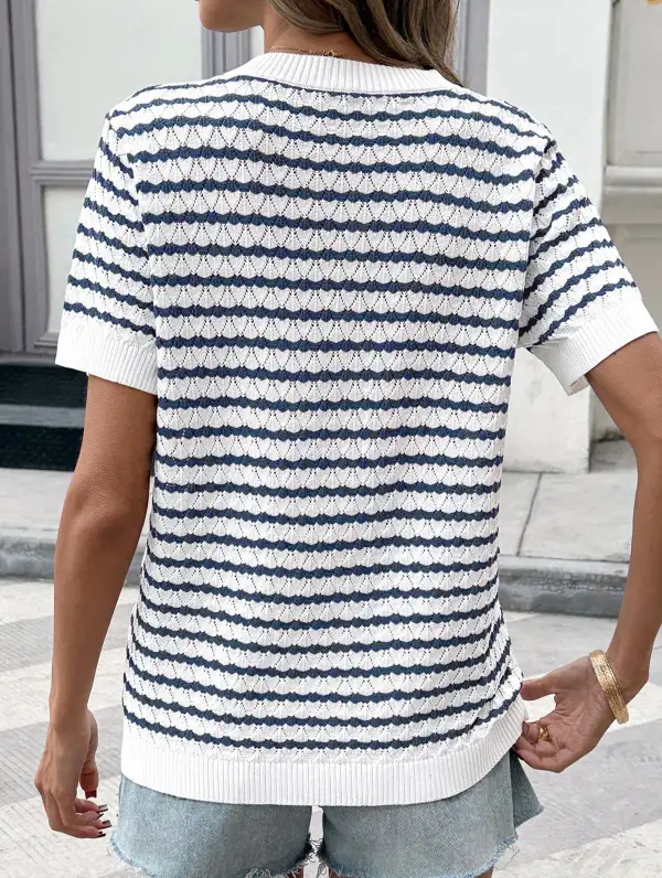 Button Half Placket Knit Top