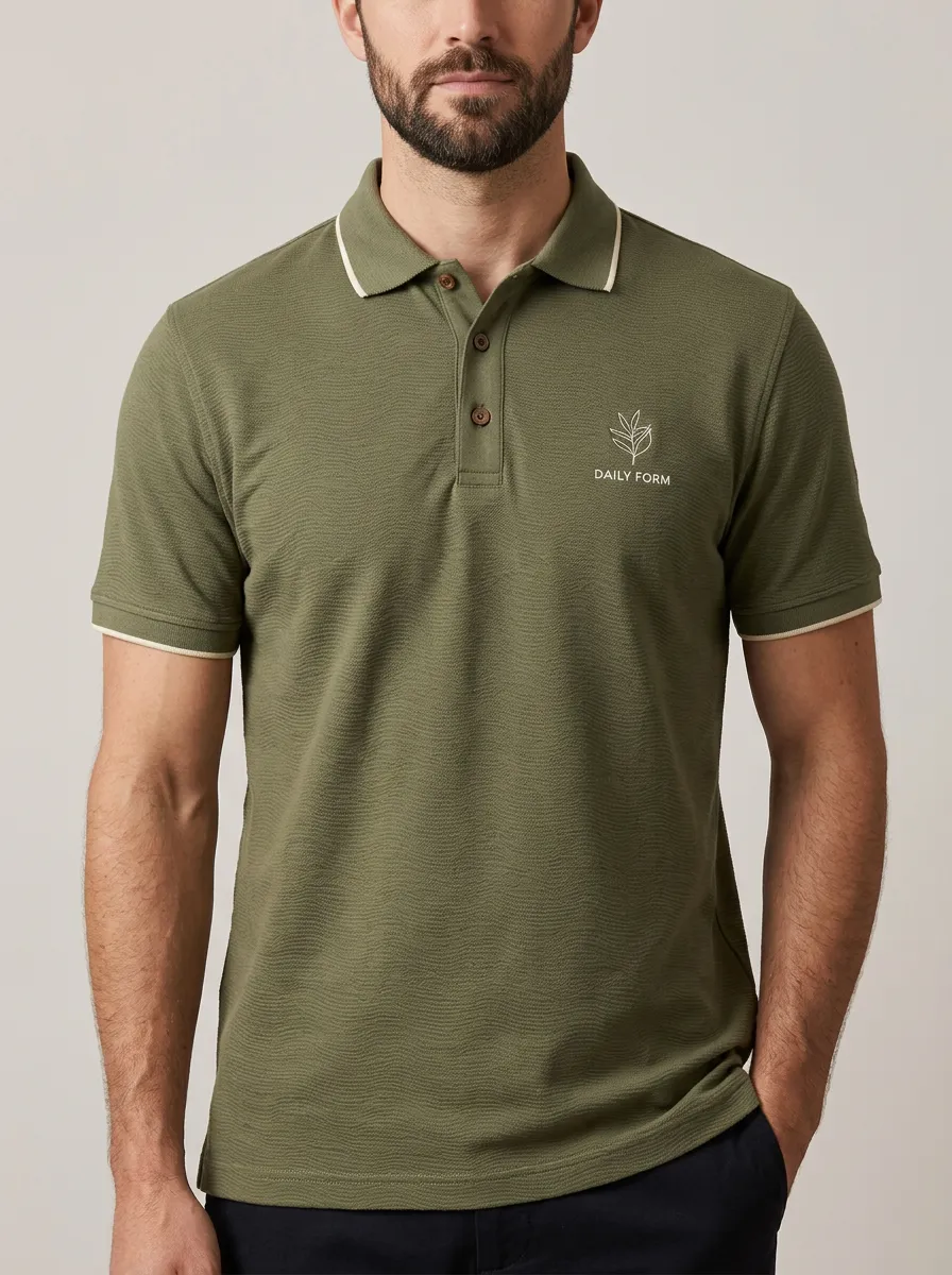 Casual Leaf-Pattern Men's Polo Shirt