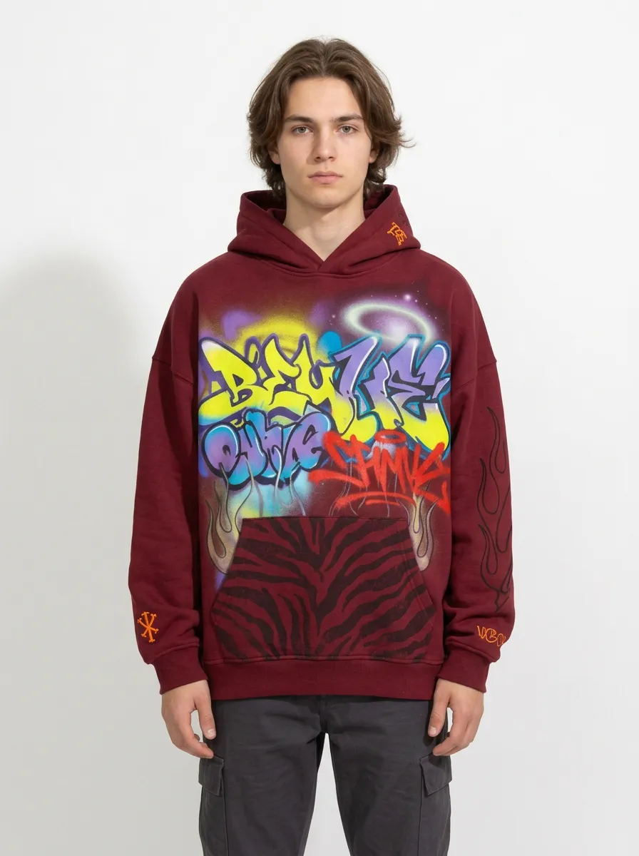 Unisex Streetwear Graffiti Zebra Print Graphic Statement Graphic Hoodie