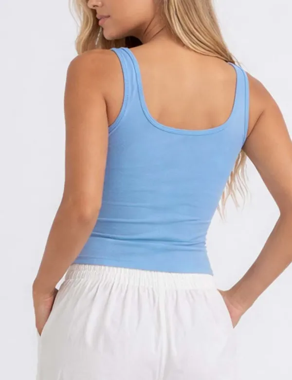 Casual Solid Color Square Neck Sleeveless Tank Top