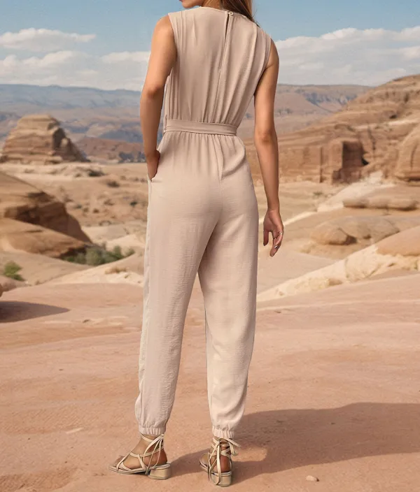 Tied Surplice Sleeveless Jumpsuit