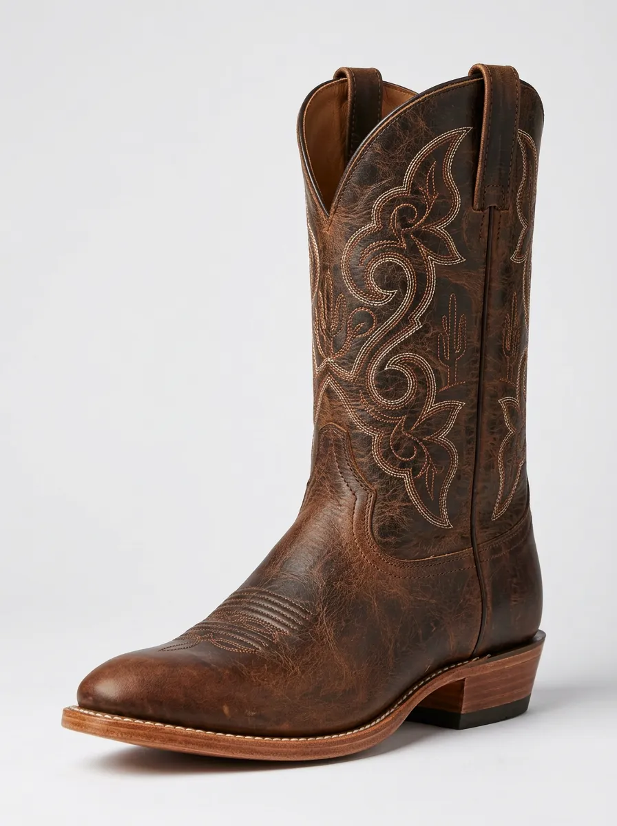Classic Western Embroidered Distressed Design Unisex Western Cowboy Boots