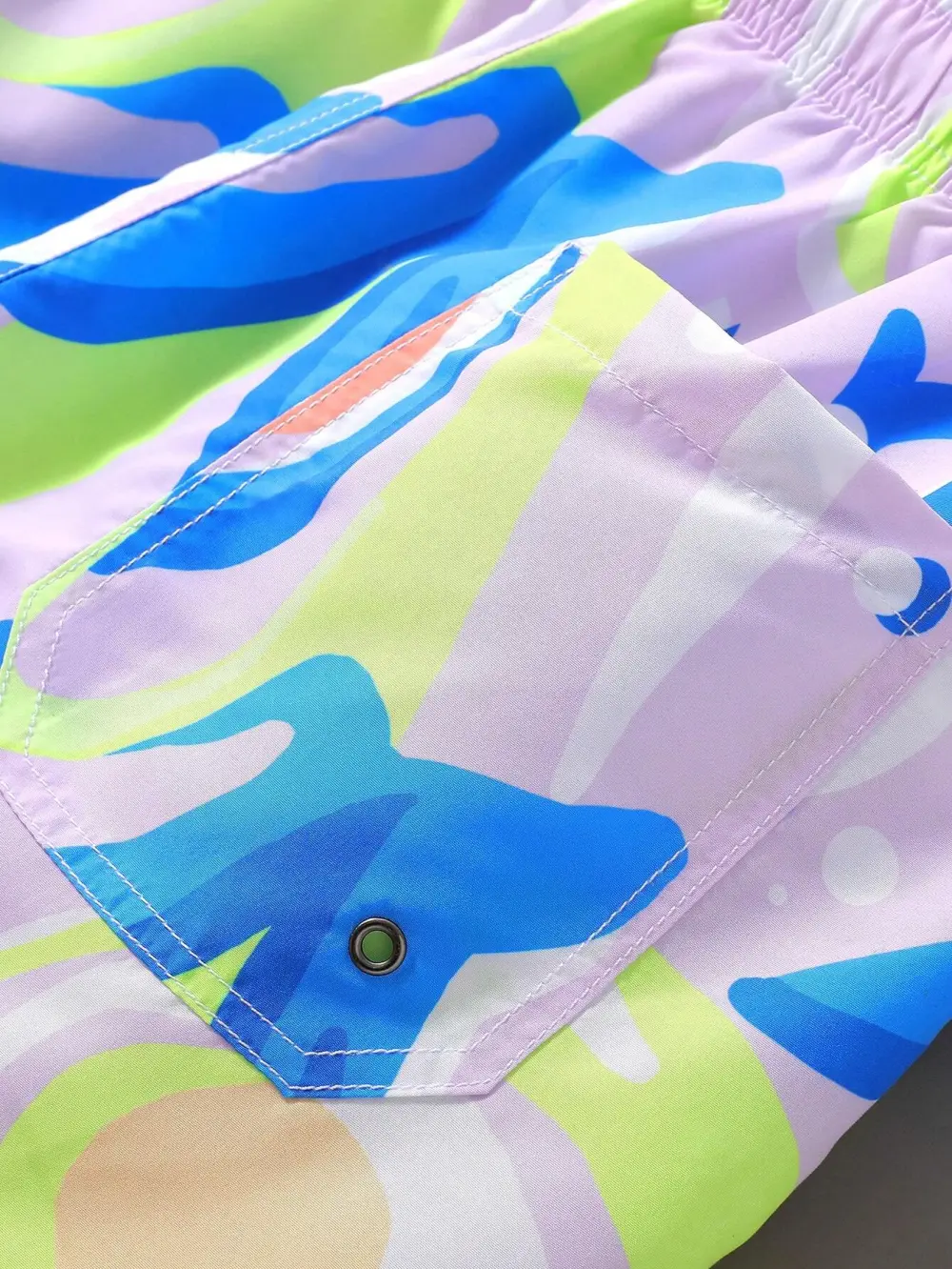 Men's Drawstring Print Swim Trunks