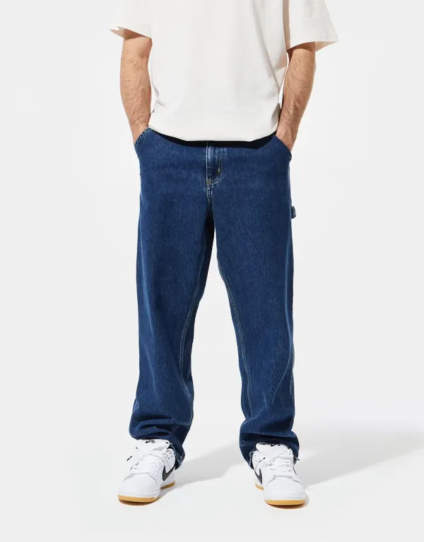 Everyday Stone Washed Relaxed Single Knee Denim Jeans