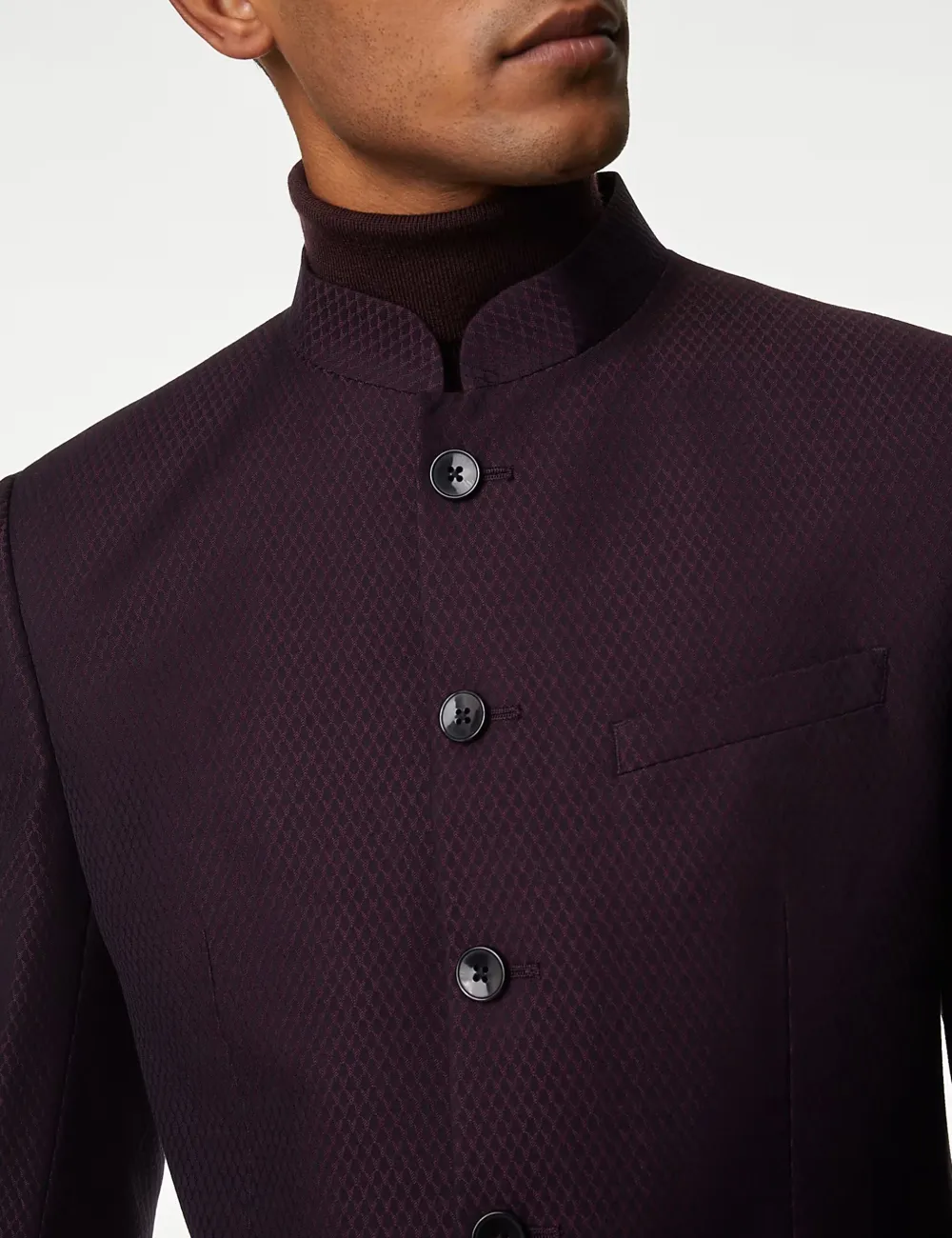Black Textured Jacquard Jacket