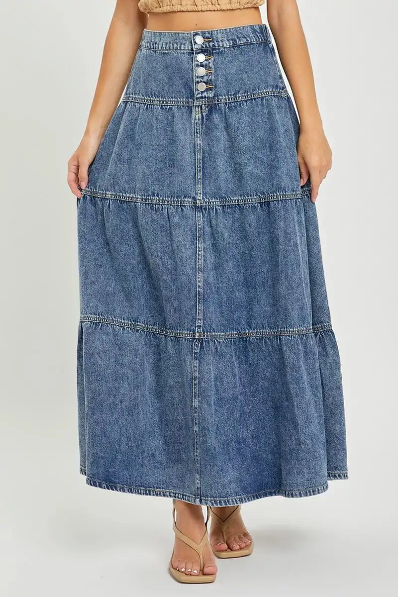 High Rise Ruffle Long Skirt Skirt