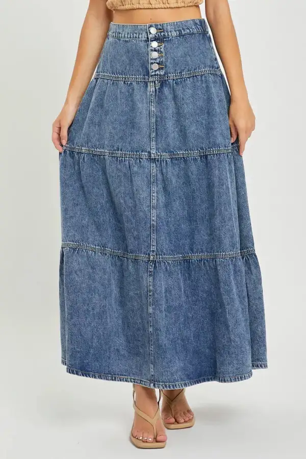 High Rise Ruffle Long Skirt Skirt