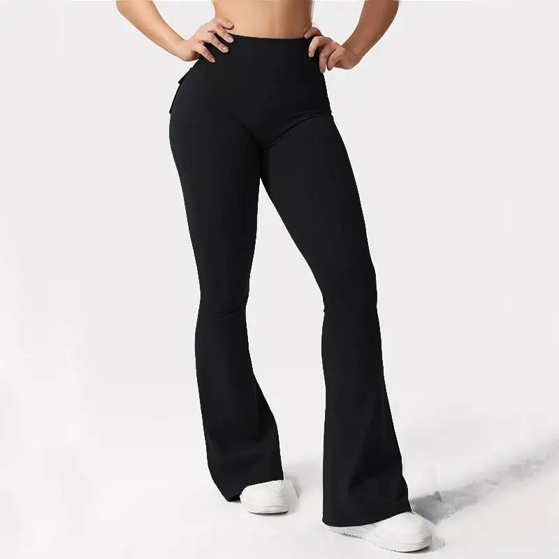 Wide Leg High Stretch Yoga Leggings Compression Fitness Pockets