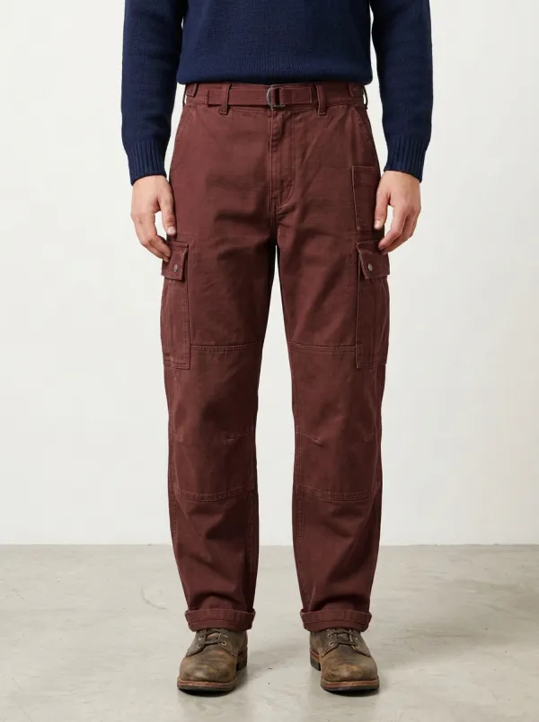 Men's Relaxed Canvas Belted Cargo Pants