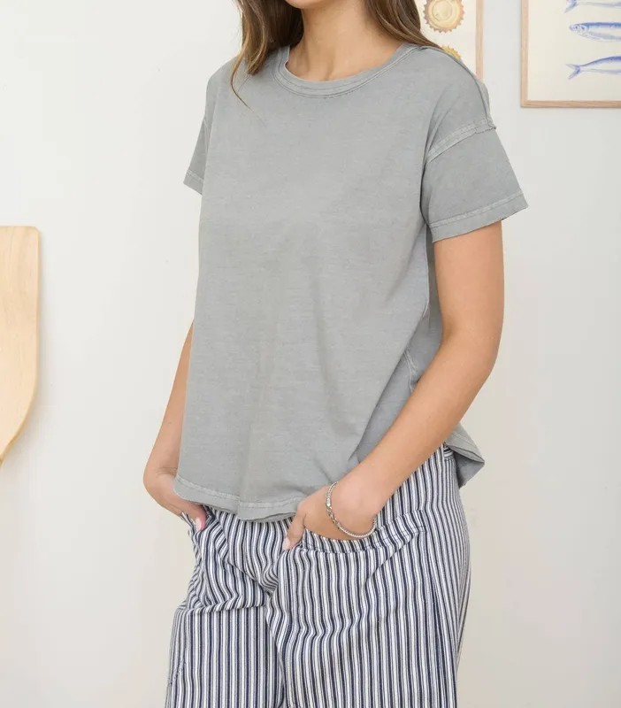 Round Neck Exposed Seam Knit Top