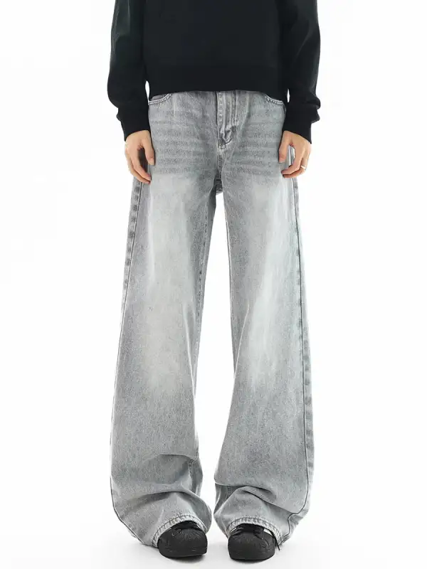 High-Rise Vintage-Wash Ultra-Wide Jeans