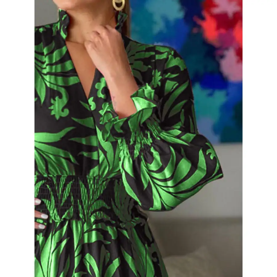 Printed Flounce Sleeve Maxi Dress