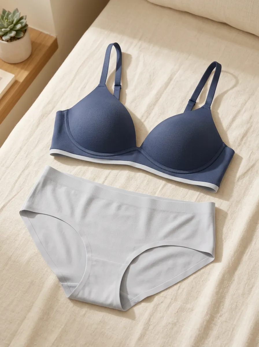 Women's Minimalist Seamless And Contrast Lingerie Set