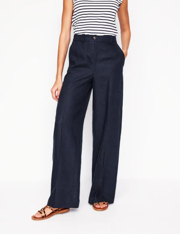 Grey Blue Chambray Linen Pants