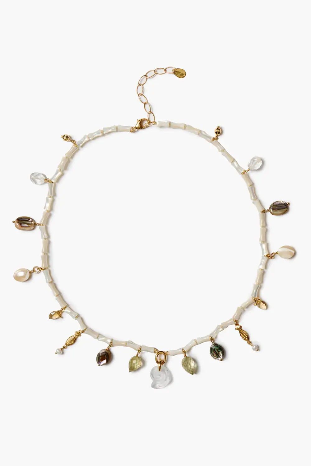 Sculpted Pearl Gemstone Statement Necklace