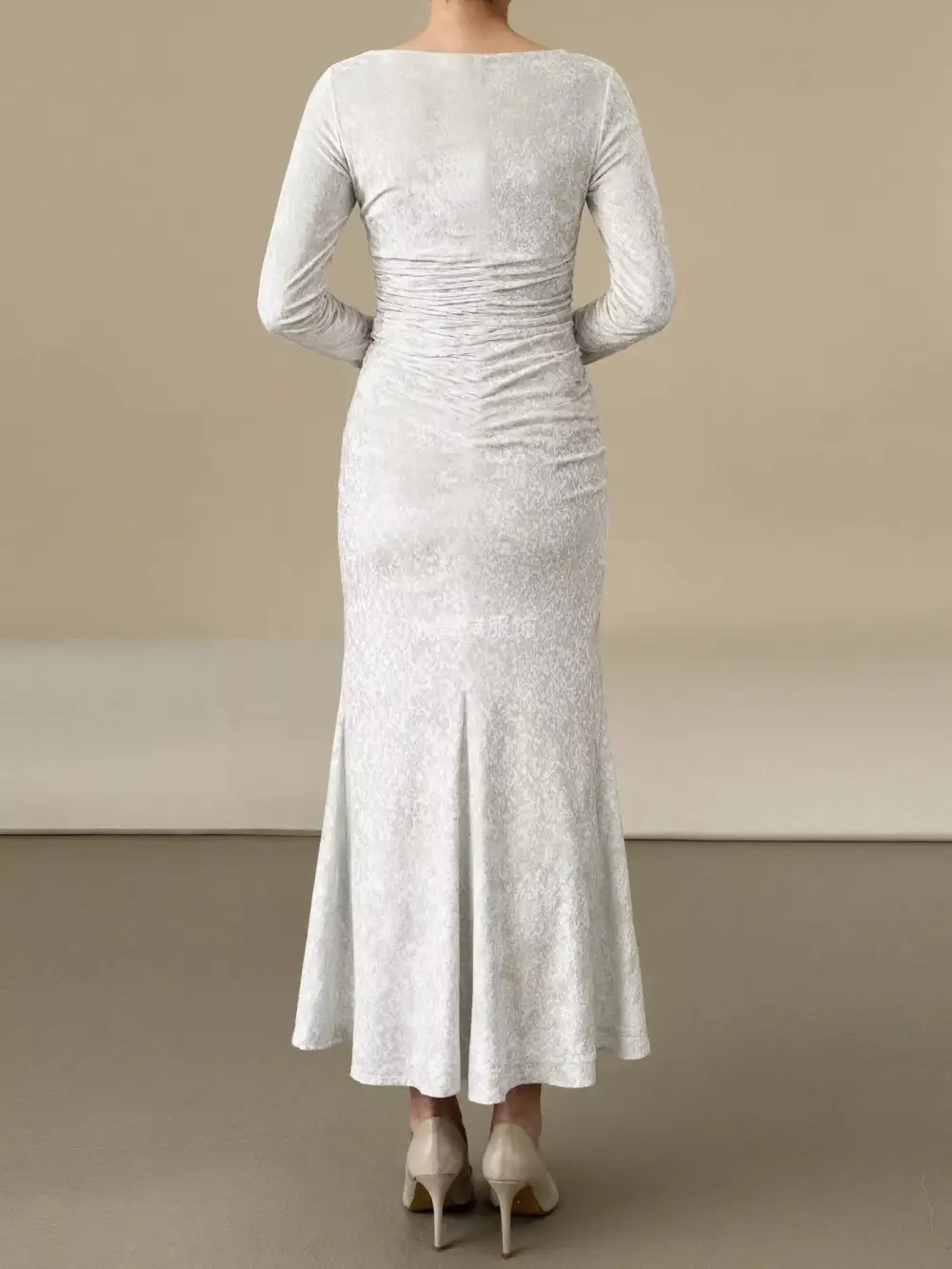 Clean Line Velvet Ruched Midi Dress