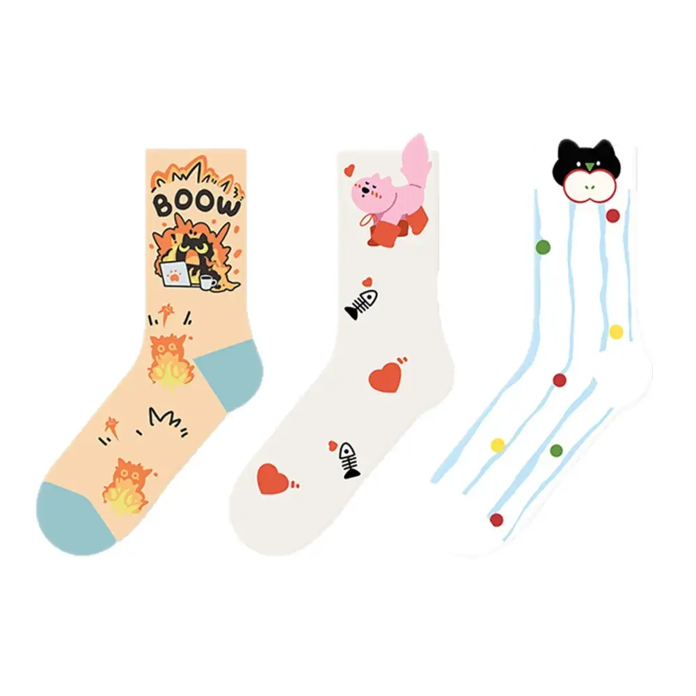 Cat Graphic Crew Socks