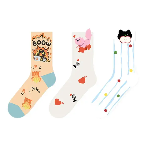Cat Graphic Crew Socks