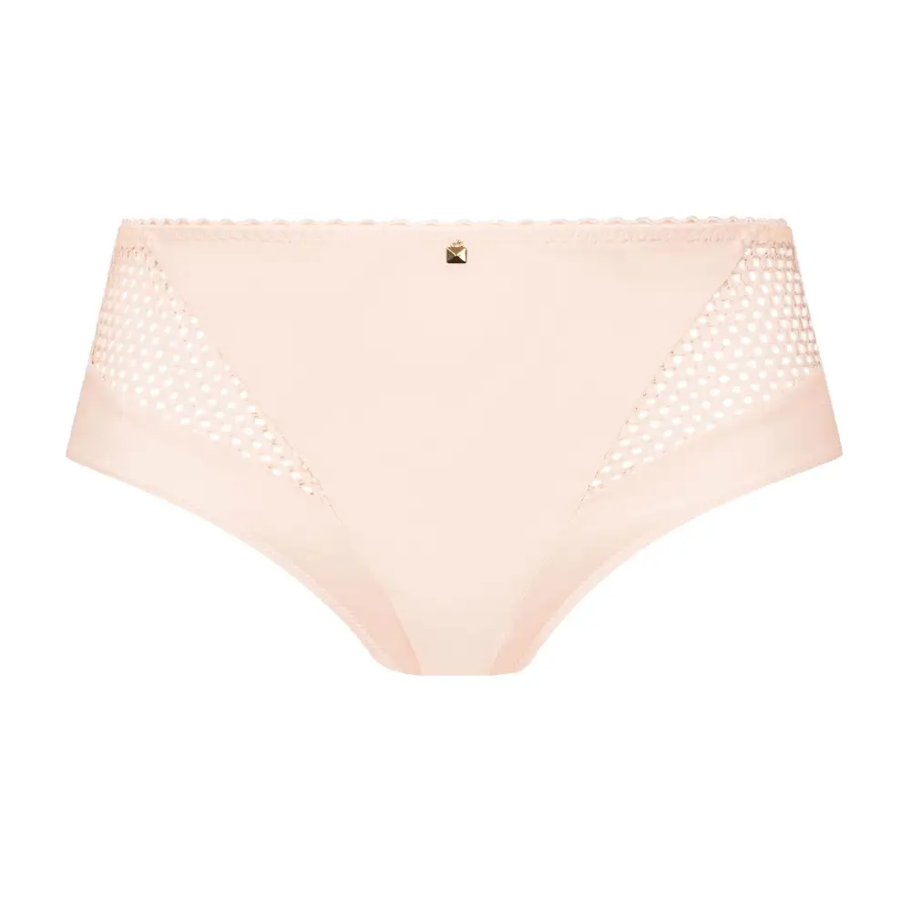Women's Full Coverage High Waist Elastic Waistband Cotton Gusset Lace Mesh Cotton Soft Fabric Brief Panty