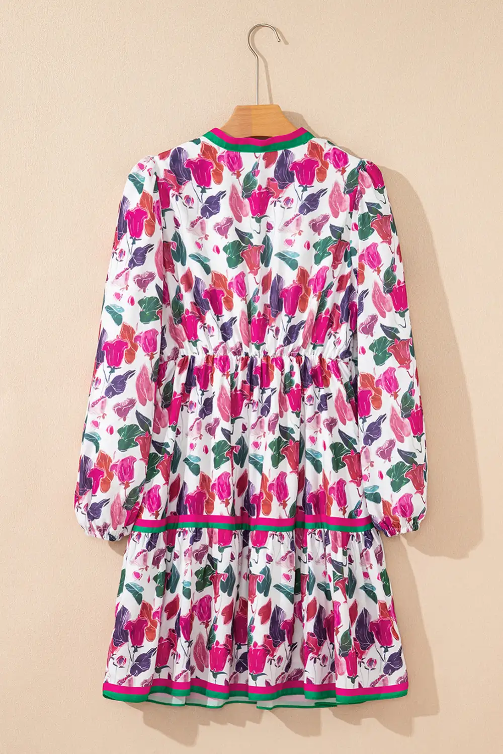 Finish Floral Striped Long Sleeve Mini Dress