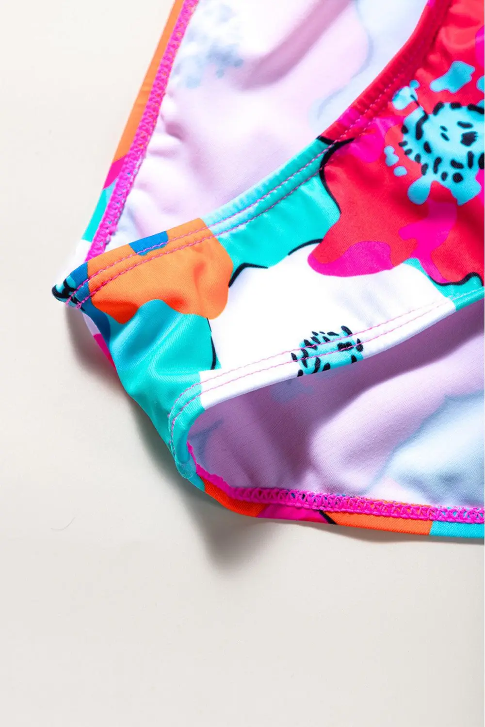 Cropped Top Floral Swimsuit Swim Bottoms