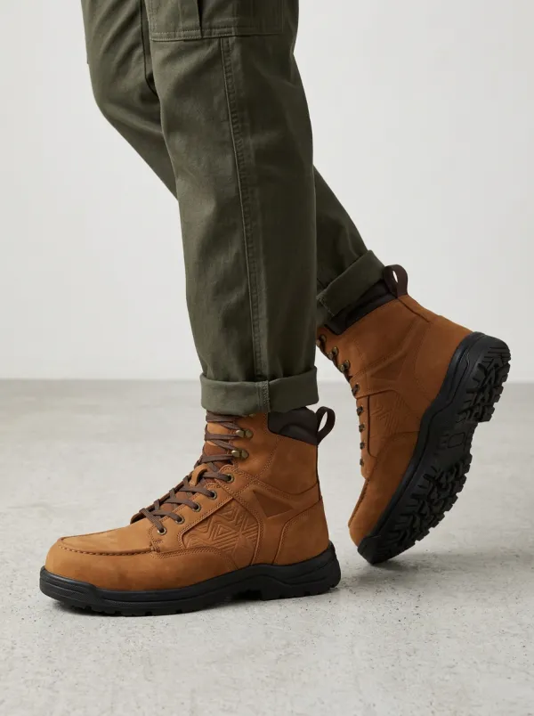 Men's Rugged Style Geometric Embossed Work Boots