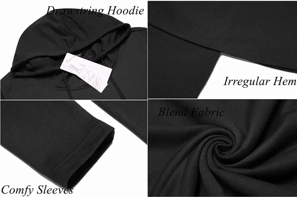 Casual Asymmetrie Hem Pullover Hooded Poncho Sweatshirt Hoodie