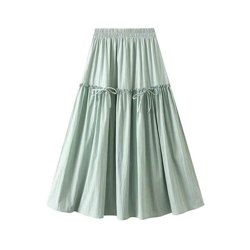 Comfort High Waist Bow Decorated Midi Skirt