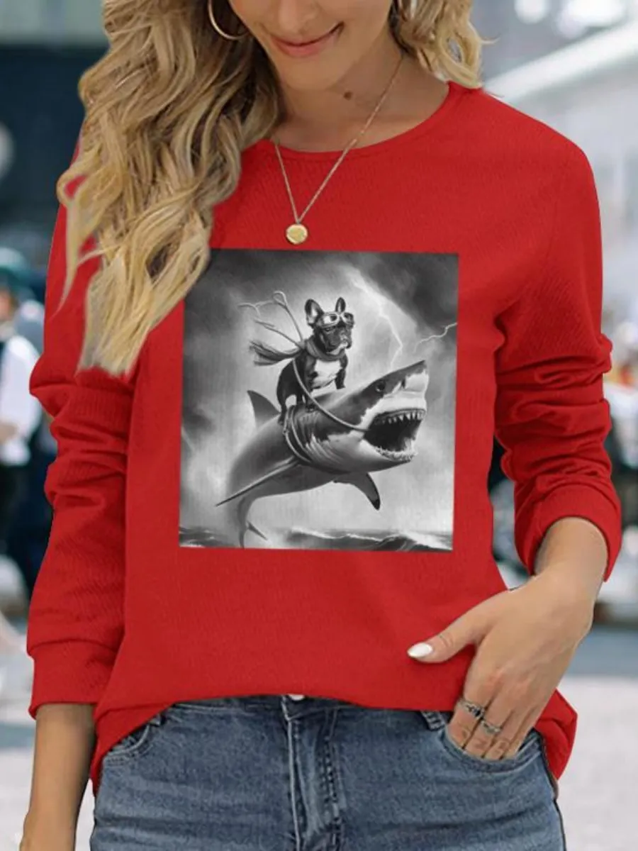 Dog and Shark Printed T-Shirt