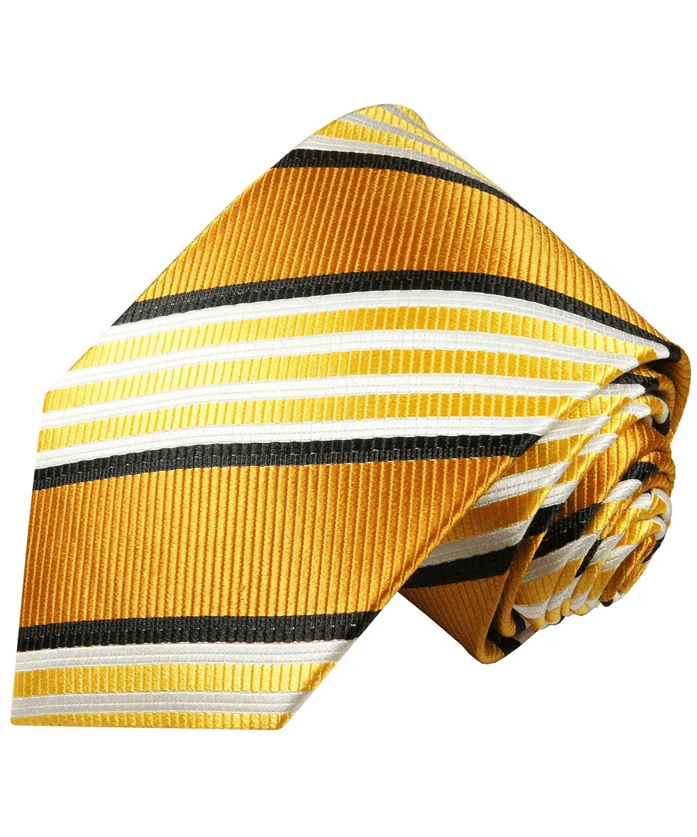 Refined Striped Men's Necktie With Pocket Square and Cufflinks