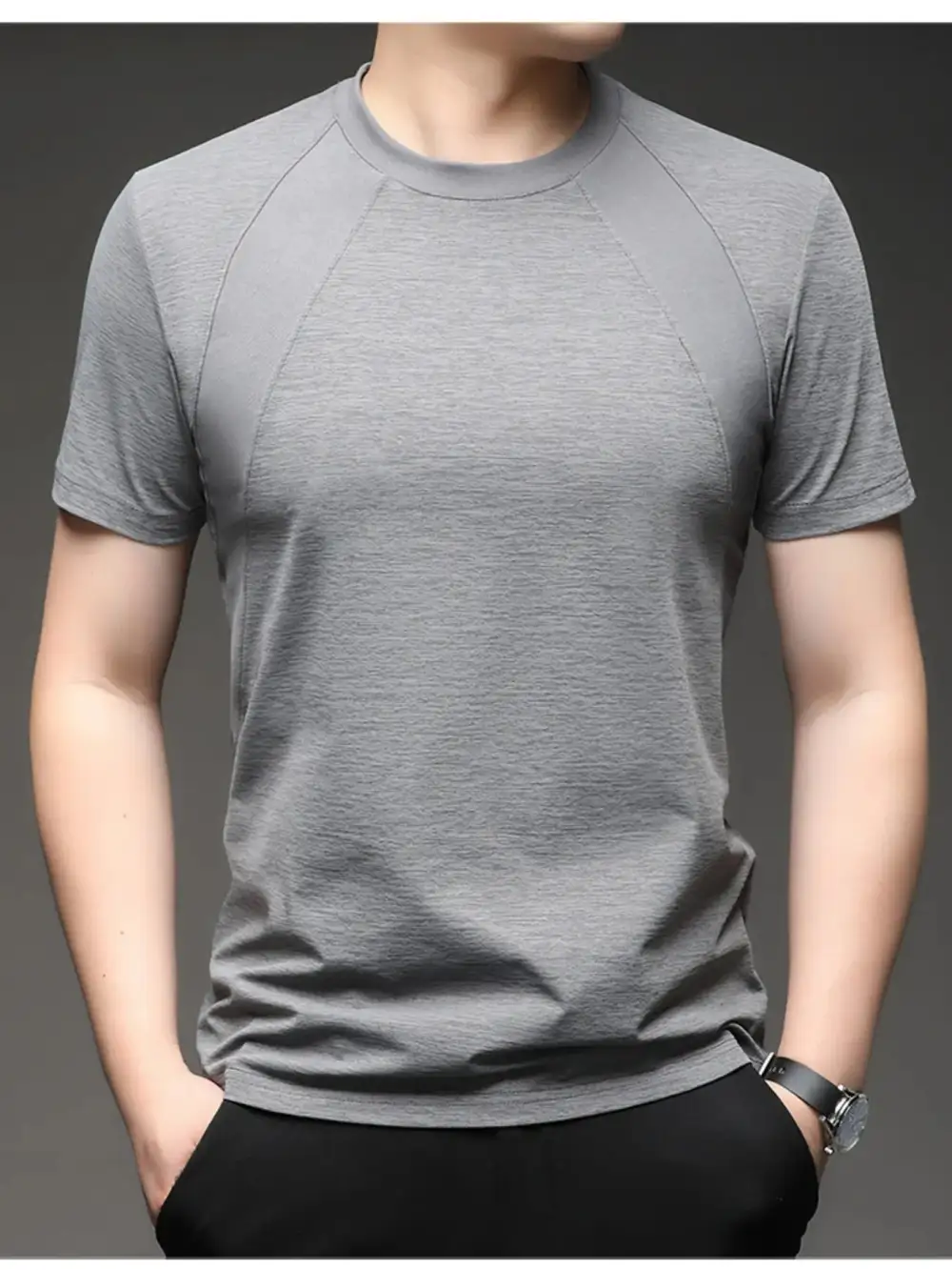 Polyester-Blend Round-Neck Short-Sleeve T-Shirt