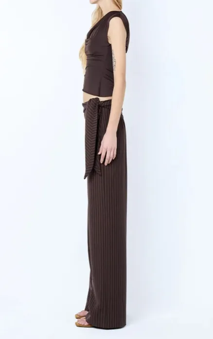 Chocolate Pinstripe Overlay Pants