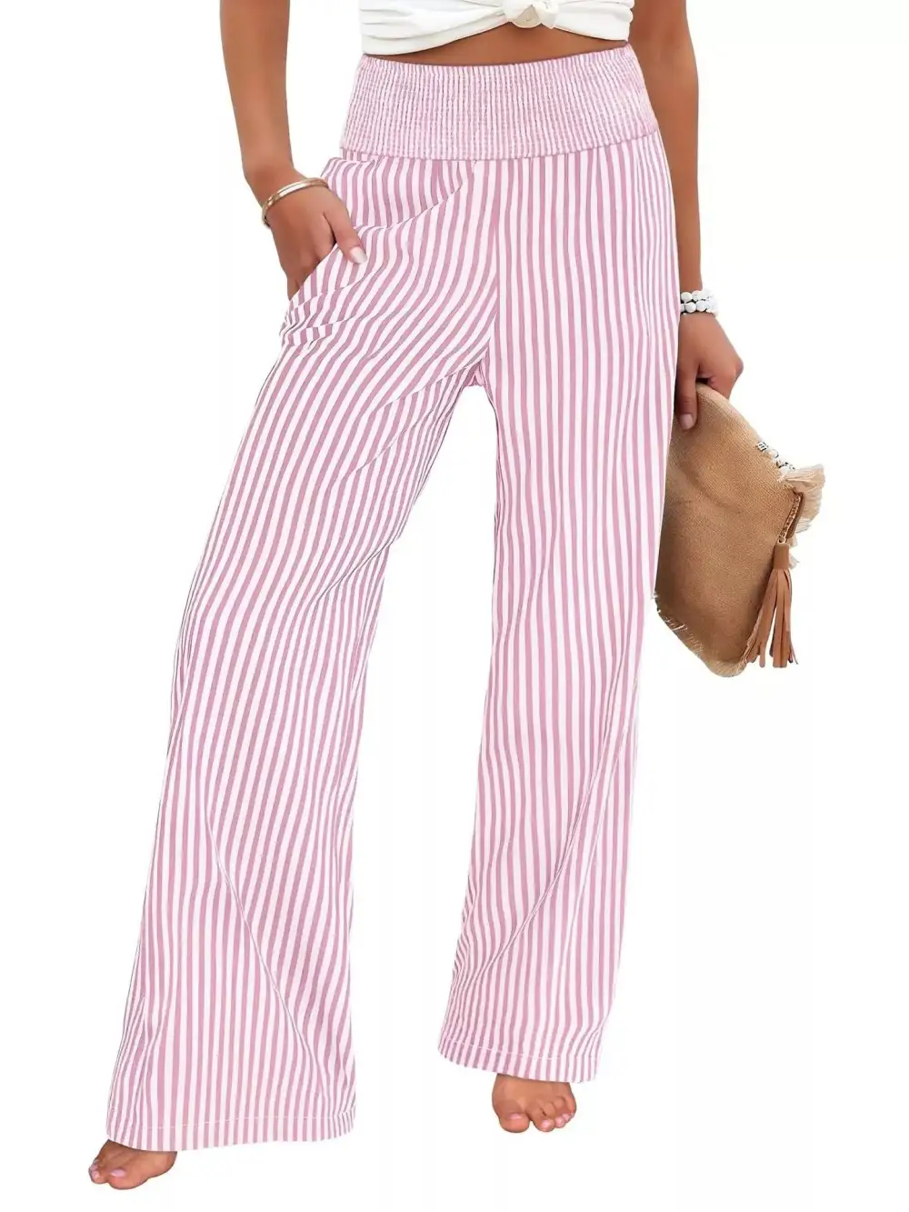 Refined Striped Wide Leg Pants