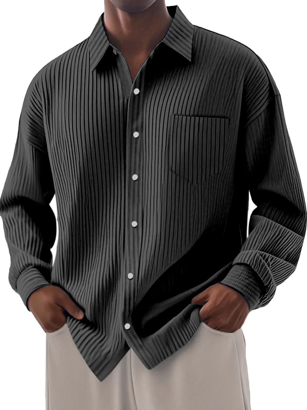 Clean Cut Long Sleeve Button Front Shirt