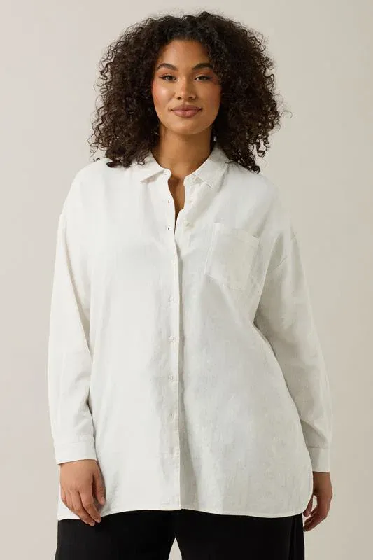 White Long Sleeve Premium Linen Shirt