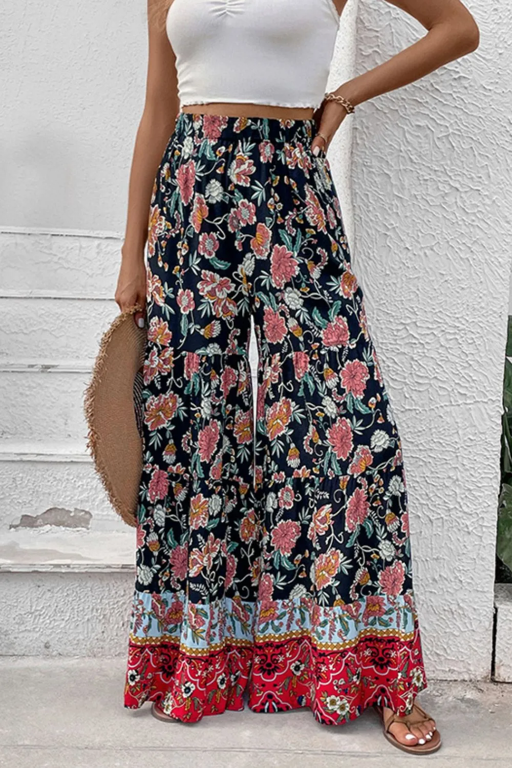Palazzo High Waist Floral Wide Leg Pants