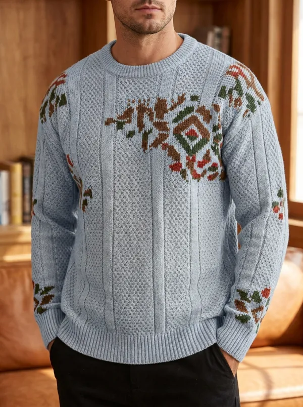 Men's Vintage Geometric Crewneck Sweater