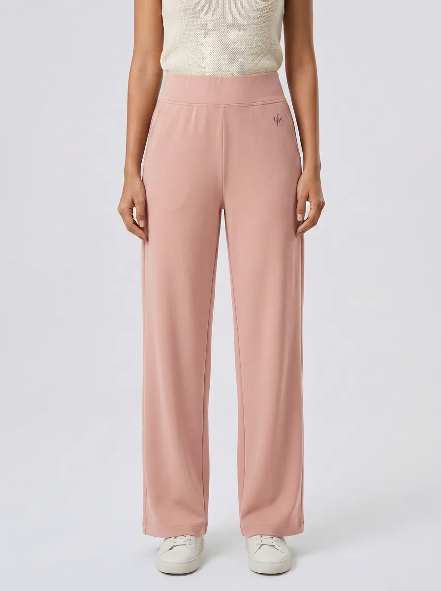 Women's Minimalist Sage Green Leaf Embroidered Printed Pants
