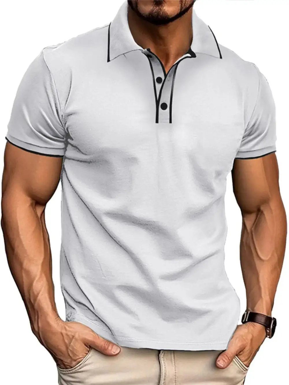 Loose Fit Contrast Detail Collared Polo Shirt