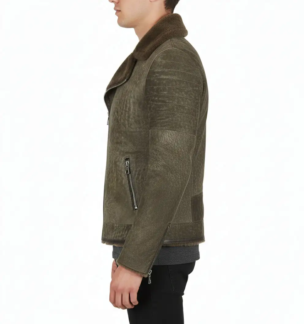 Classic Leather Biker Motorcycle Quilted Jacket