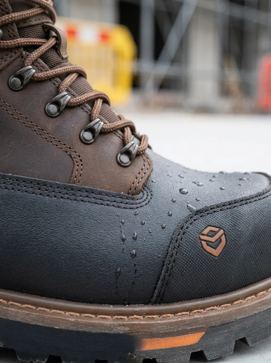 Men's Waterproof Construction Brown Black Printed Work Boots