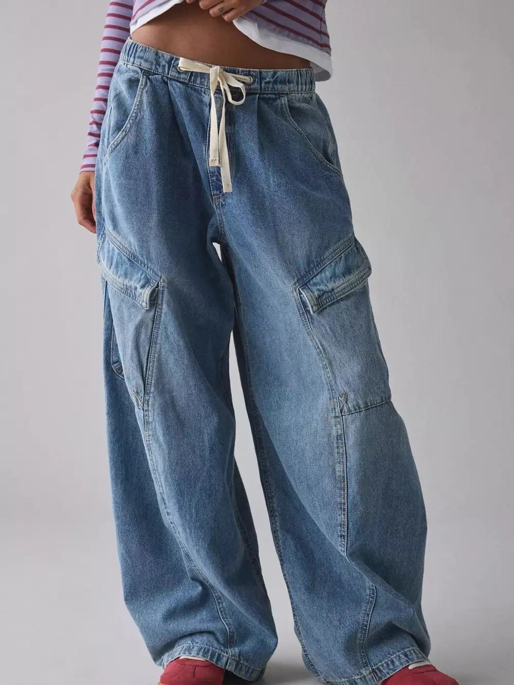 Cargo Drawstring Denim Jeans