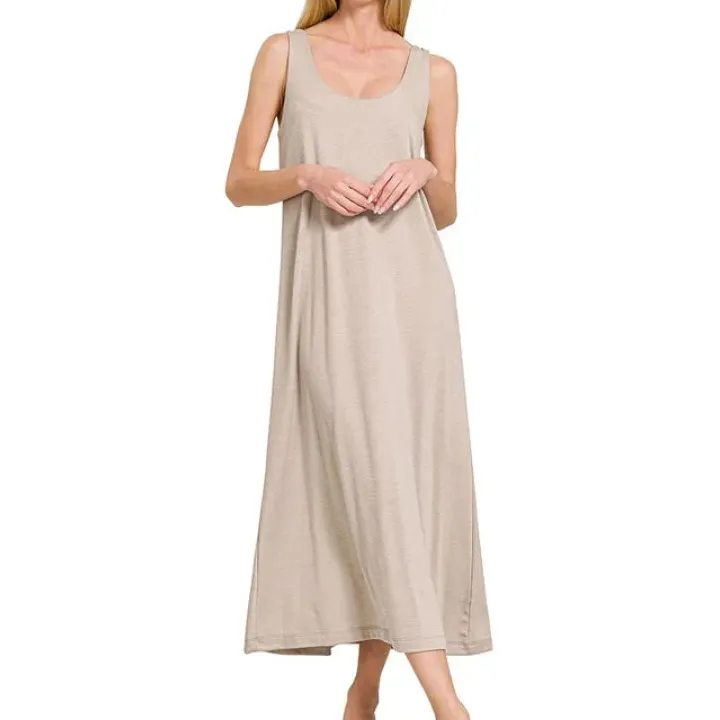 French Terry Twisted Strap Midi Dress