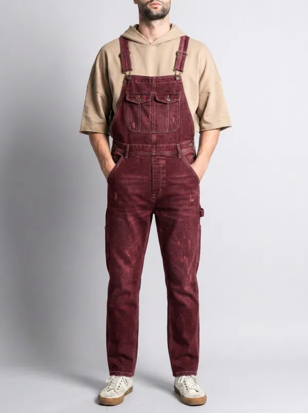 Men's Casual Vintage Distressed Denim Overalls