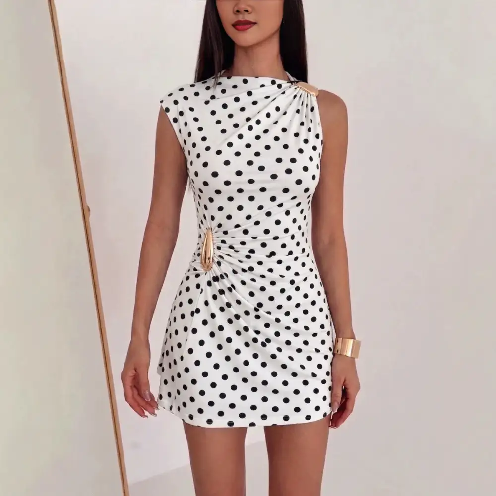 Women's Bodycon One-Shoulder Sleeveless Asymmetric Mini Dress